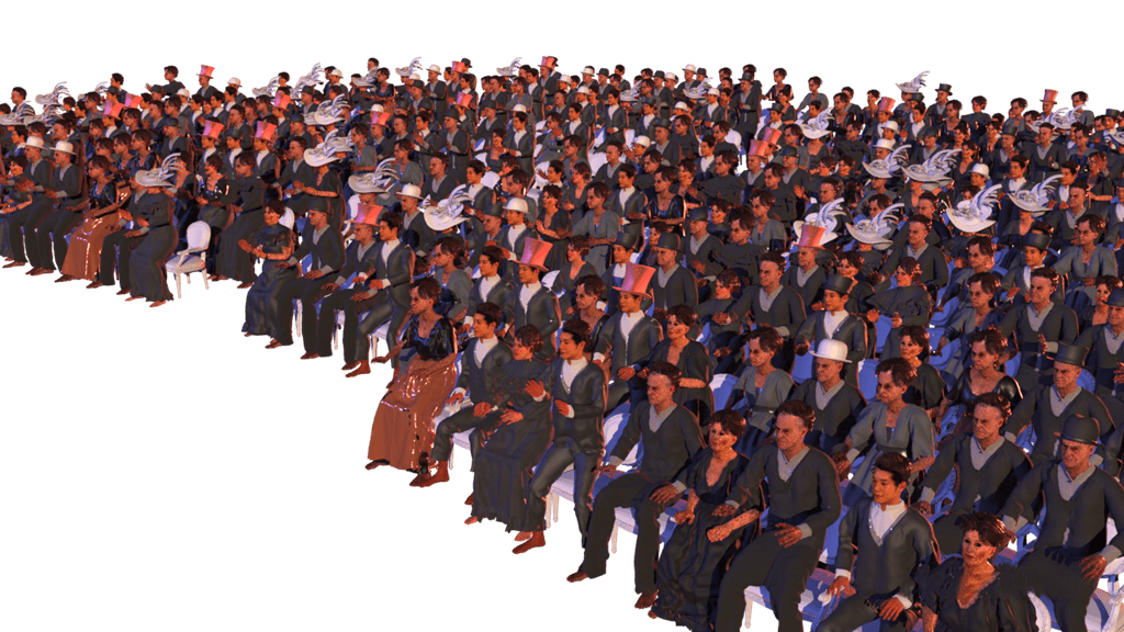 Virtual crowd simulation rendering