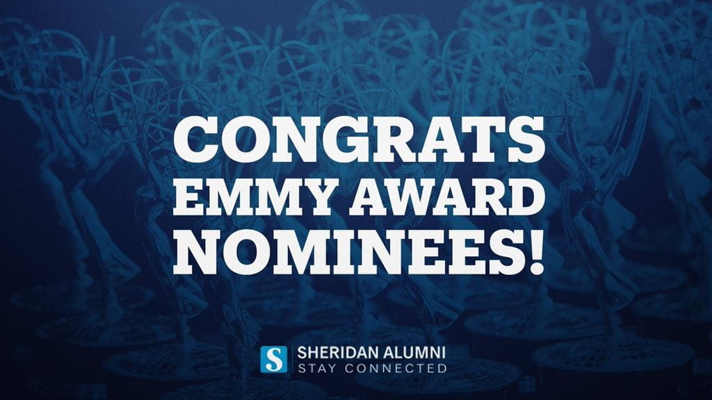 Blue banner saying Congrats Emmy Award Nominees!
