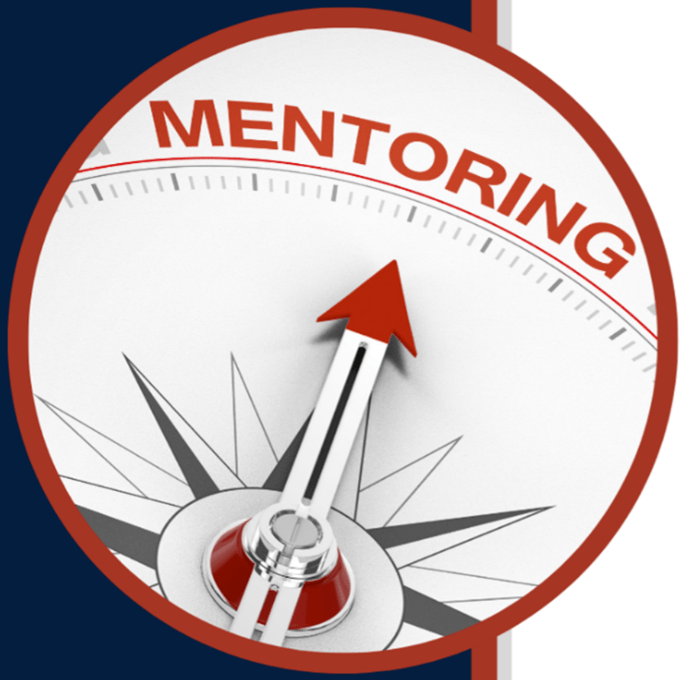 The logo for the Facilitating Mentoring research project features a compass with the arrow pointing to the word Mentoring