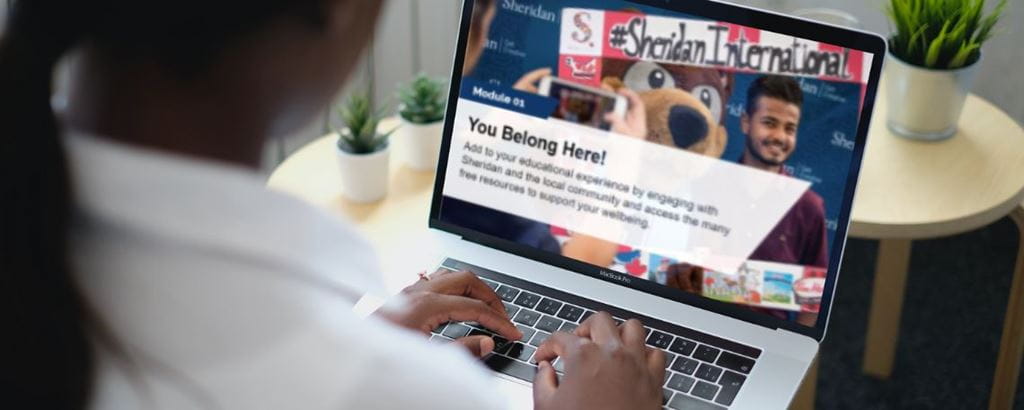 Student using Sheridan's new open-access learning platform.