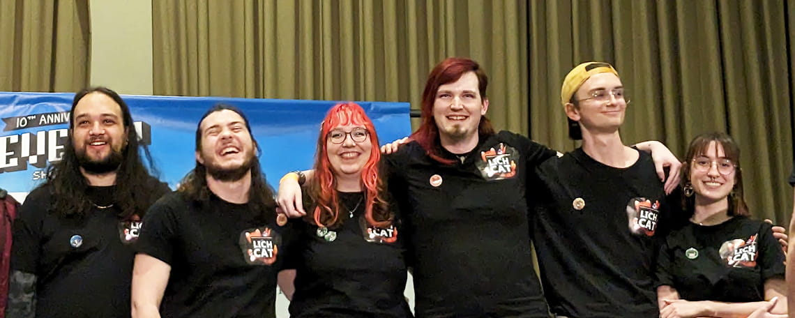 Students accepting an award at the 2023 Level Up Showcase.