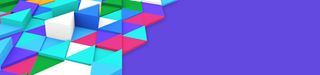 A graphic consisting of colourful triangles meshing together over a purple background