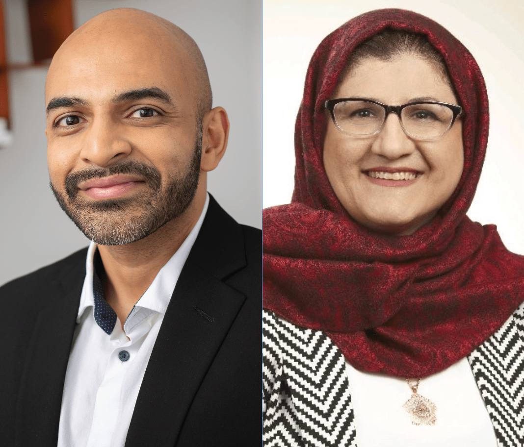 Headshots of Mahfuz Chowdhury and Pari Saharkhiz appear side by side