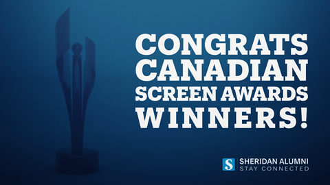 A banner image congratulating Sheridan alumni who won 2024 Canadian Screen Awards