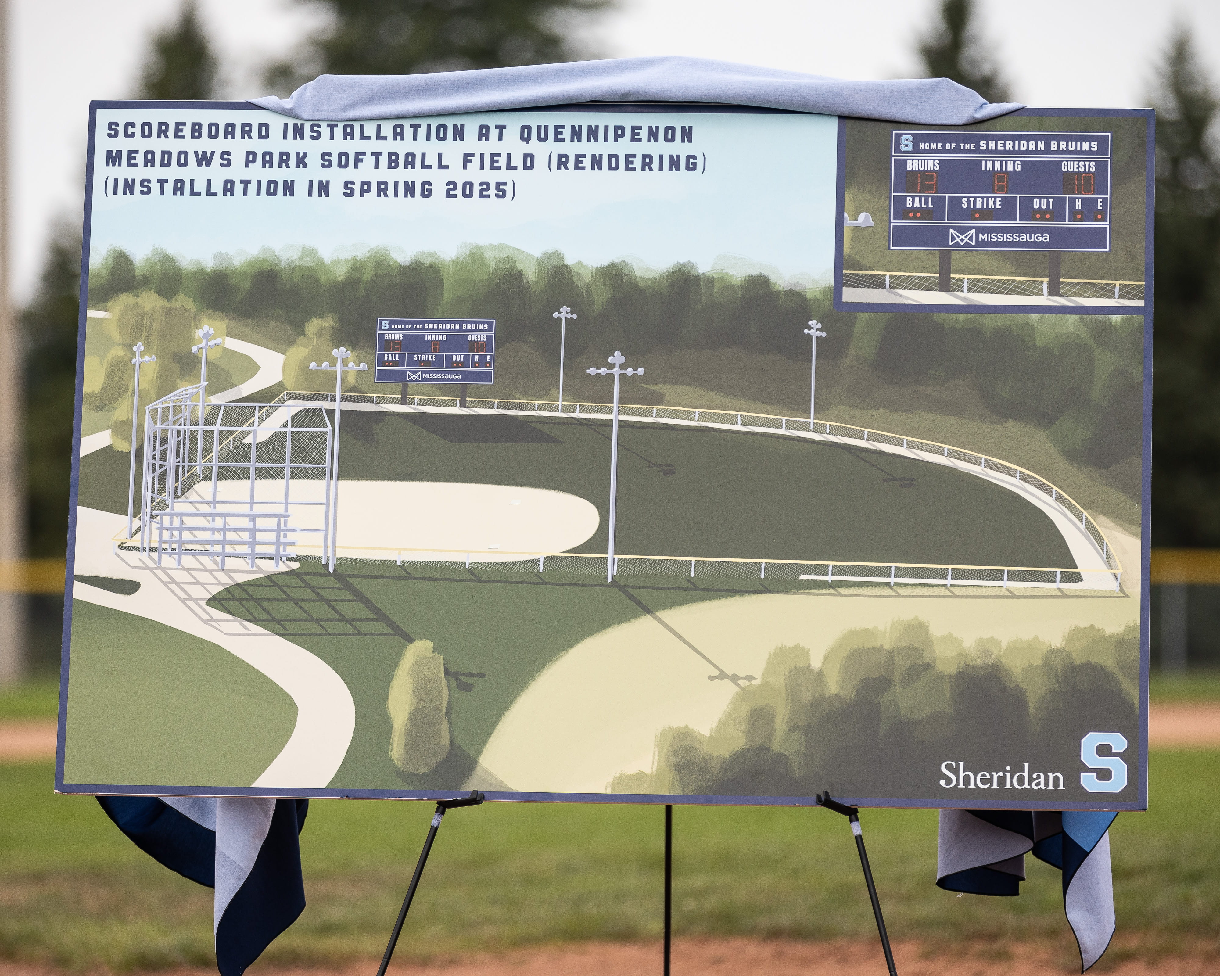 A rendering of the scoreboard installation at Quennipenon Meadows Park softball field