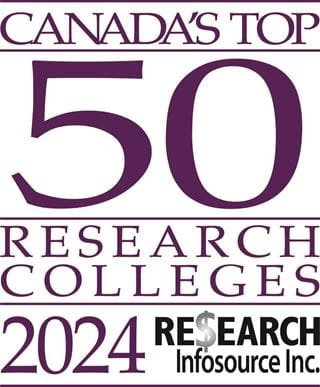 A logo for Research Infosource Inc.'s 2024 ranking of Canada's Top 50 Research Colleges