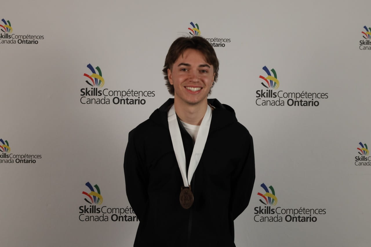 Cam Tebbutt is pictured wearing his Skills Ontario Competition bronze medal