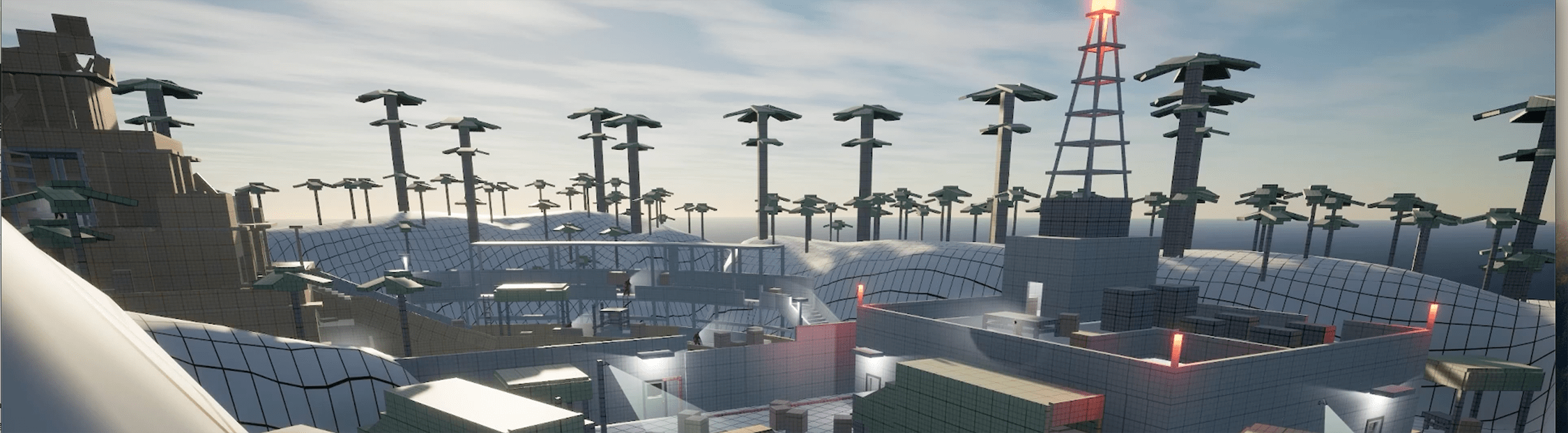 A screenshot of a video game level created by Sheridan student Tucker Fortier.