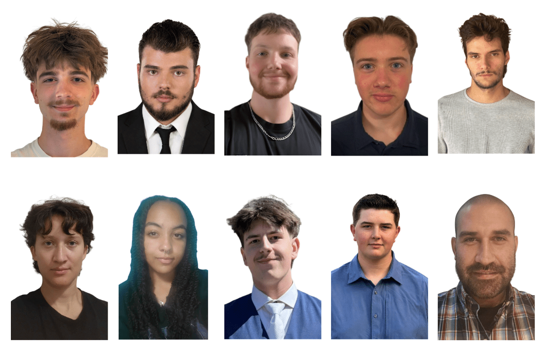 Headshots of 10 scholarship recipients arranged in a two-row grid, five across each row