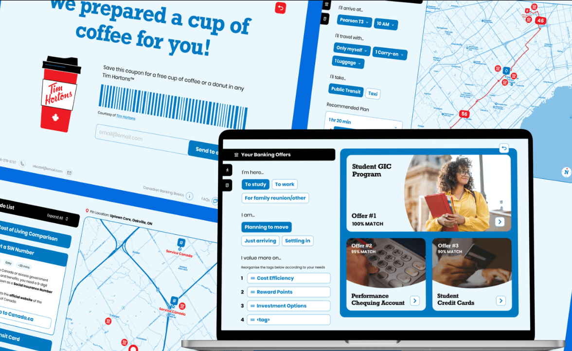 A screenshot of a website teaching users about life in Canada