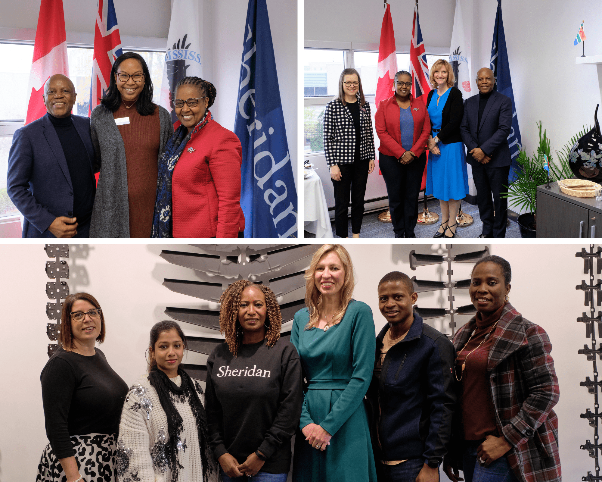 A collage of images of people from Sheridan and South Africa