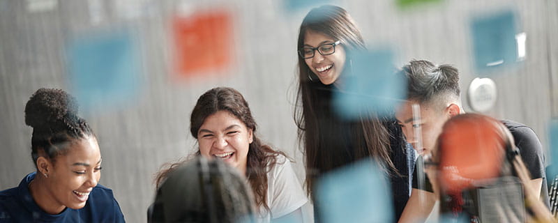 Sheridan students collaborating on a project