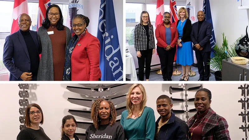 A collage of images of people from Sheridan and South Africa