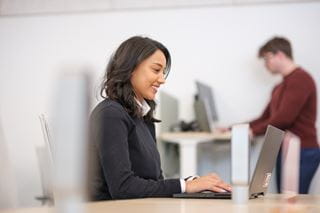 Person working on a laptop