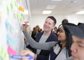 Marketing management students in a classroom