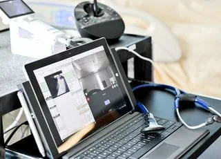 Laptop with a stethoscope