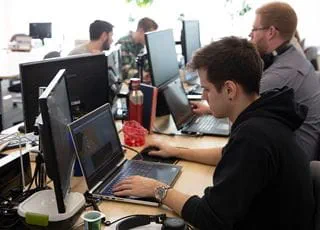 Students working on computers in a computer lab