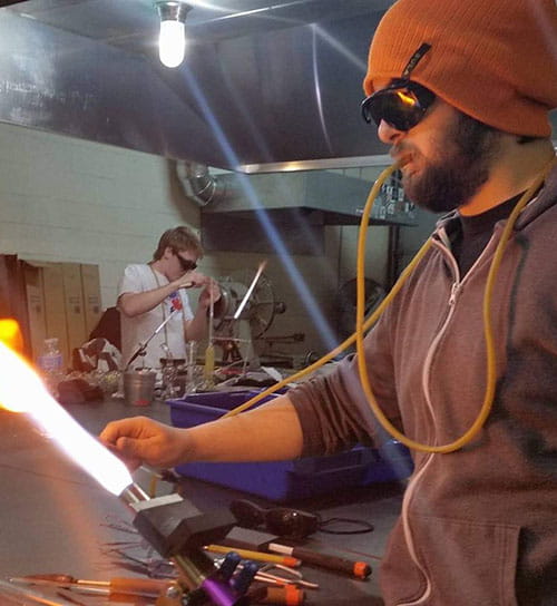 Liam Kubko glass-blowing
