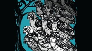 A cluster of birds in a tree