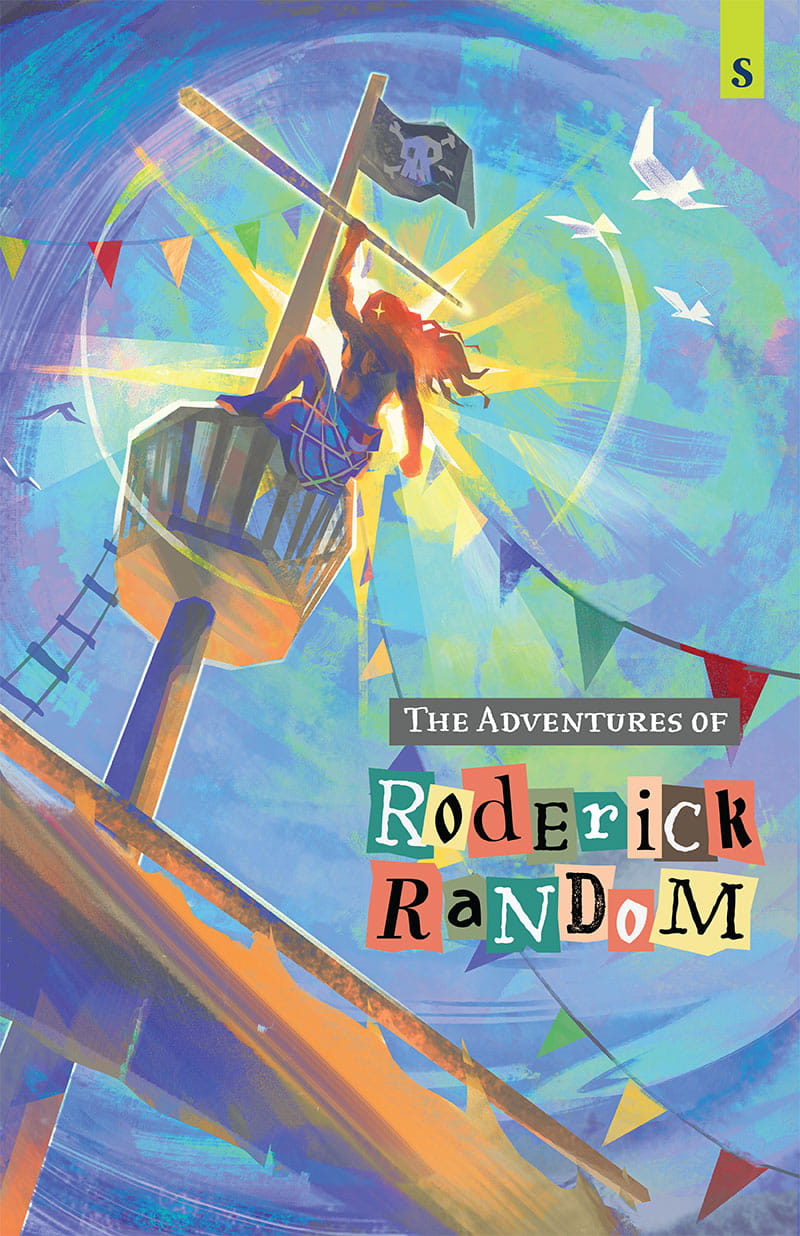 Theatre Sheridan presents The Adventures of Roderick Random | Figure hanging onto a ship's mast with a skull and crossbones flag